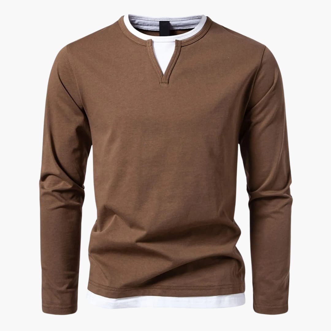 Zweilagiger Pullover mit Kragen für Herren