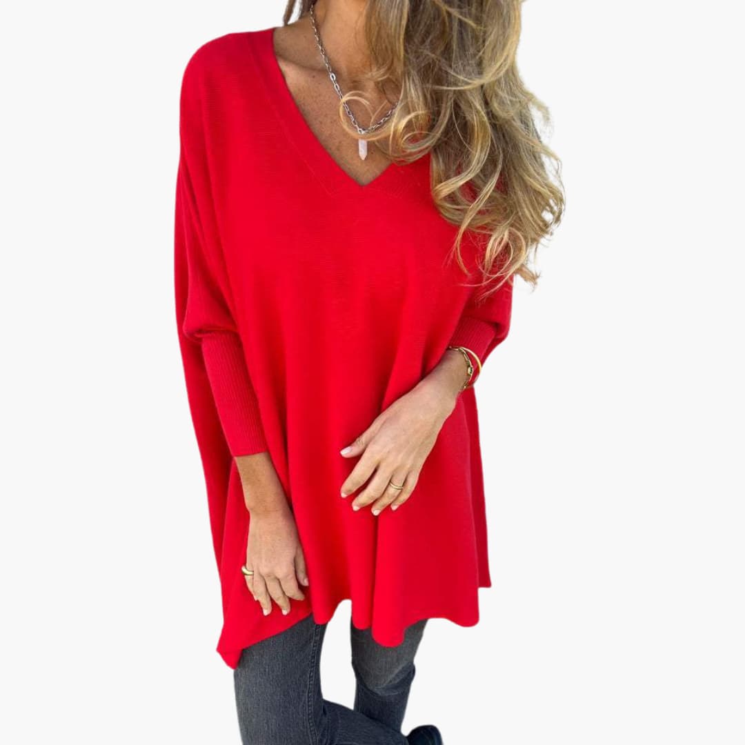 V-Ausschnitt Strickpullover für Damen