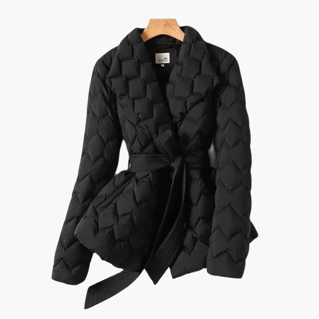 Gesteppter Daunenmantel mit Gürtel für Damen
