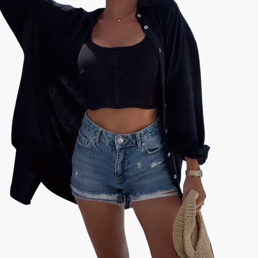 Übergroßes Button-Down-Hemd für Damen