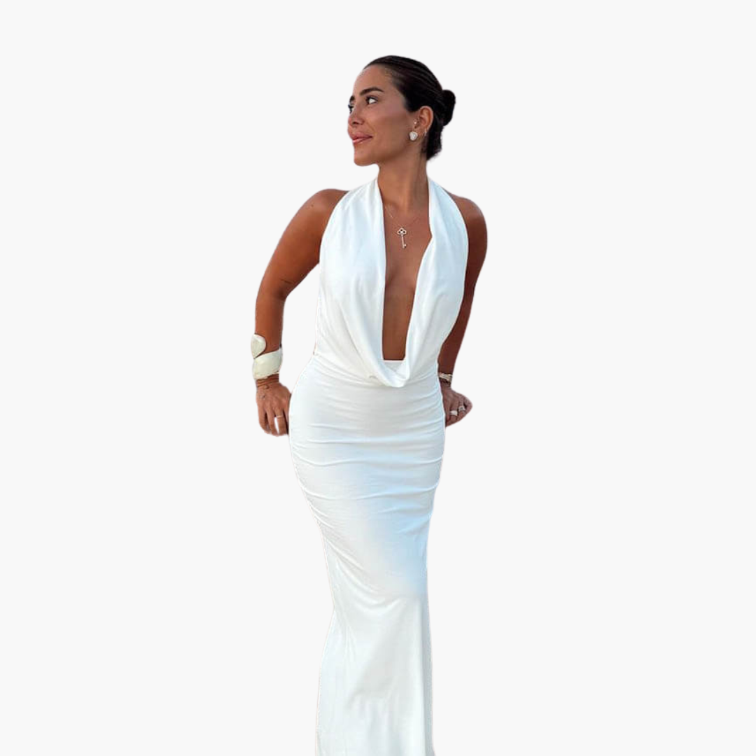 Tiefes V-Ausschnitt Maxikleid für Damen