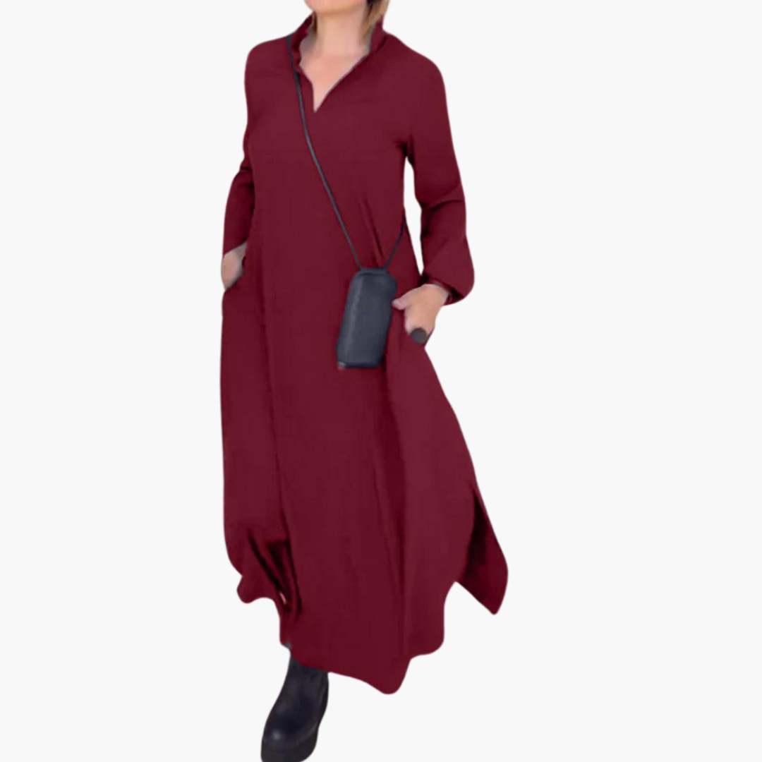 Knopfleisten Maxikleid mit Seitenschlitz für Damen