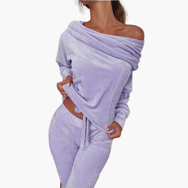 Schulterfreies Zweiteiler Lounge Set für Damen