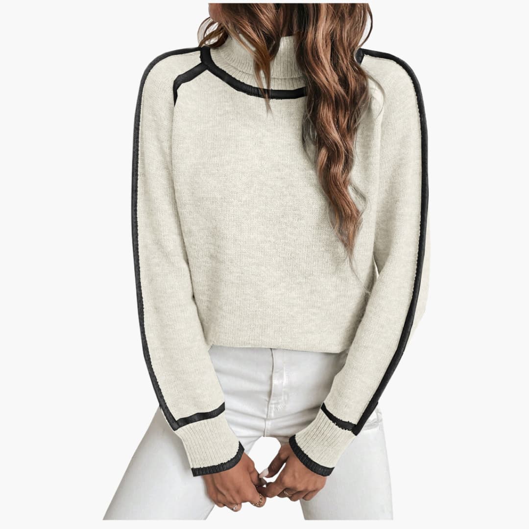 Gestreifter Rollkragenpullover für Damen