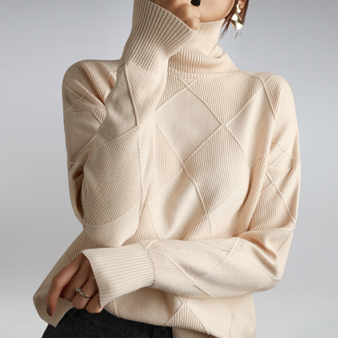 Gerippter Rollkragenpullover für Damen