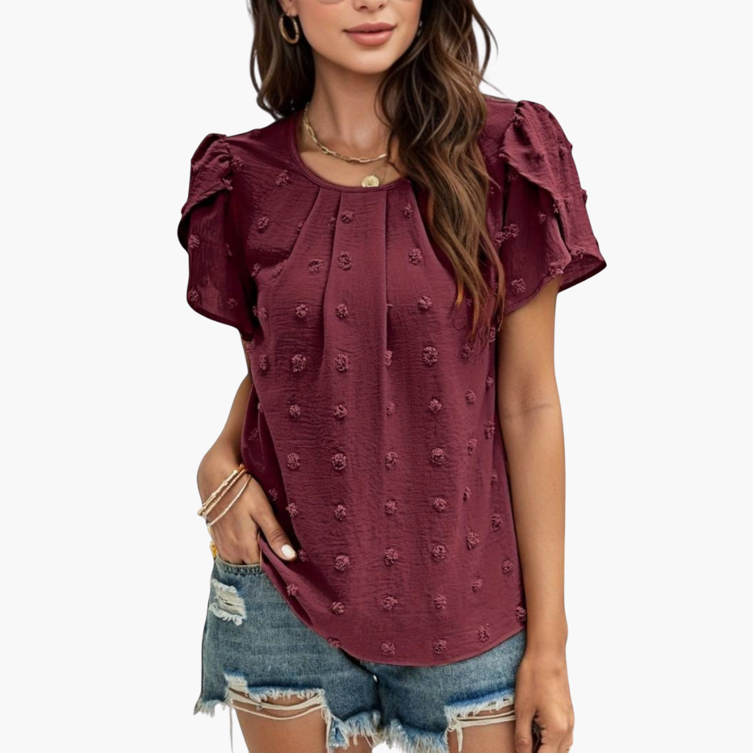 Swiss Dot Bluse mit Blumenärmeln für Damen