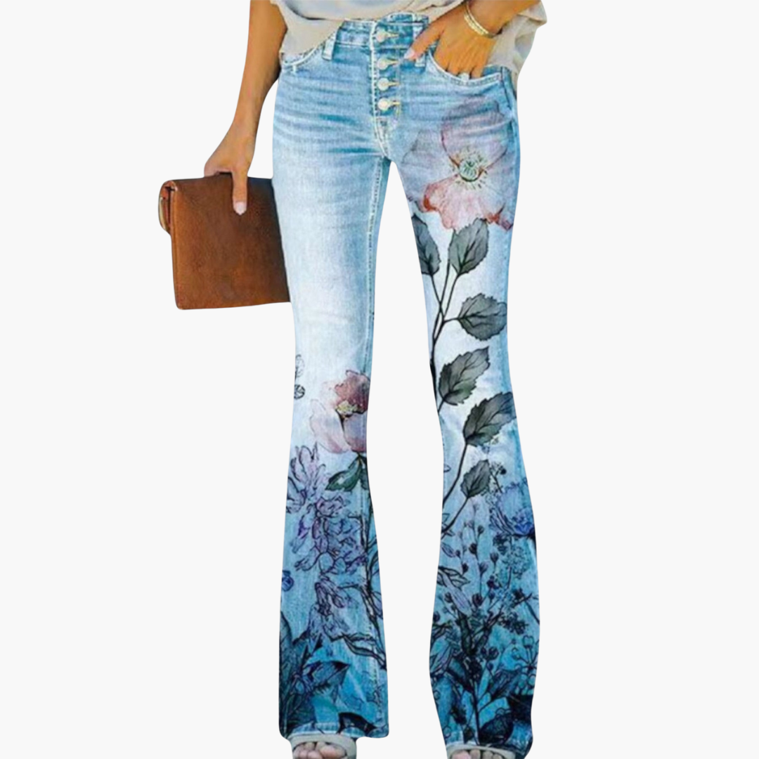 Geblümte Weitbein Hose für Damen