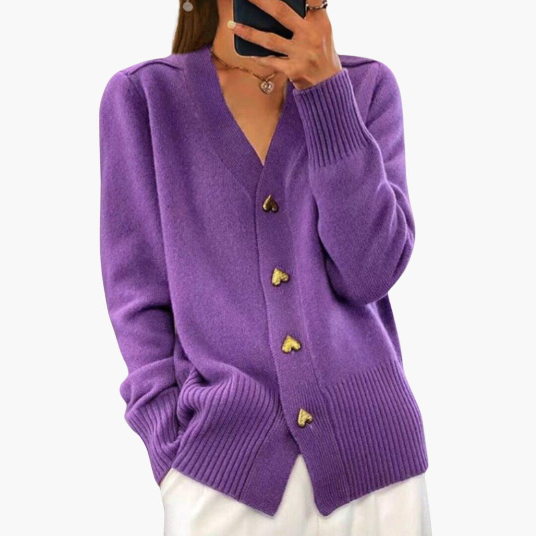 Herzknopf Strickcardigan für Damen