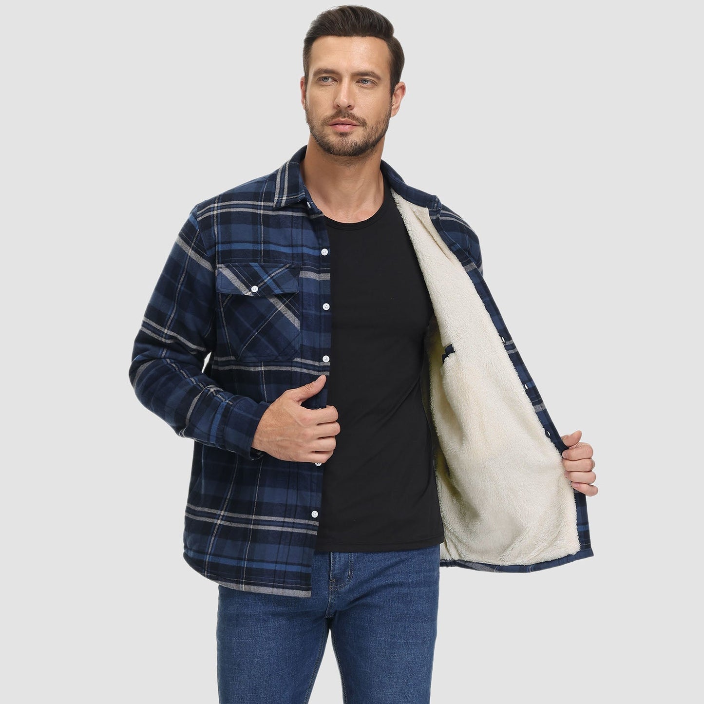 Kariertes Overshirt mit Fleece-Futter für Herren