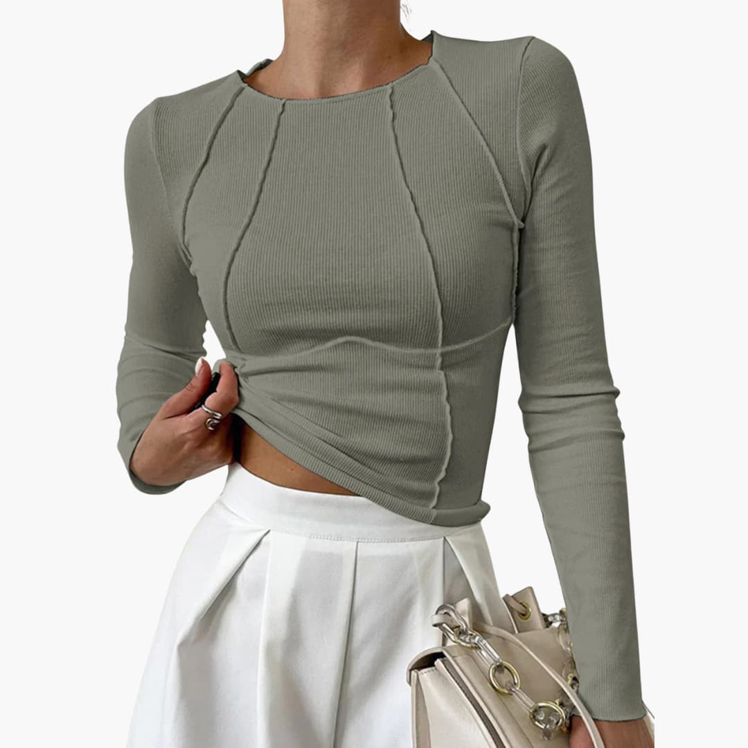 Geripptes Langarmtop für Damen