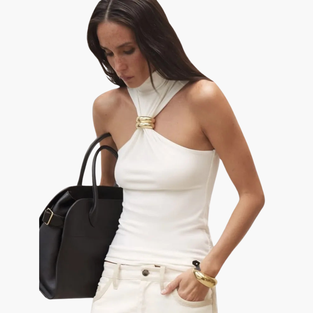 Gold-Akzent Haltertop für Damen