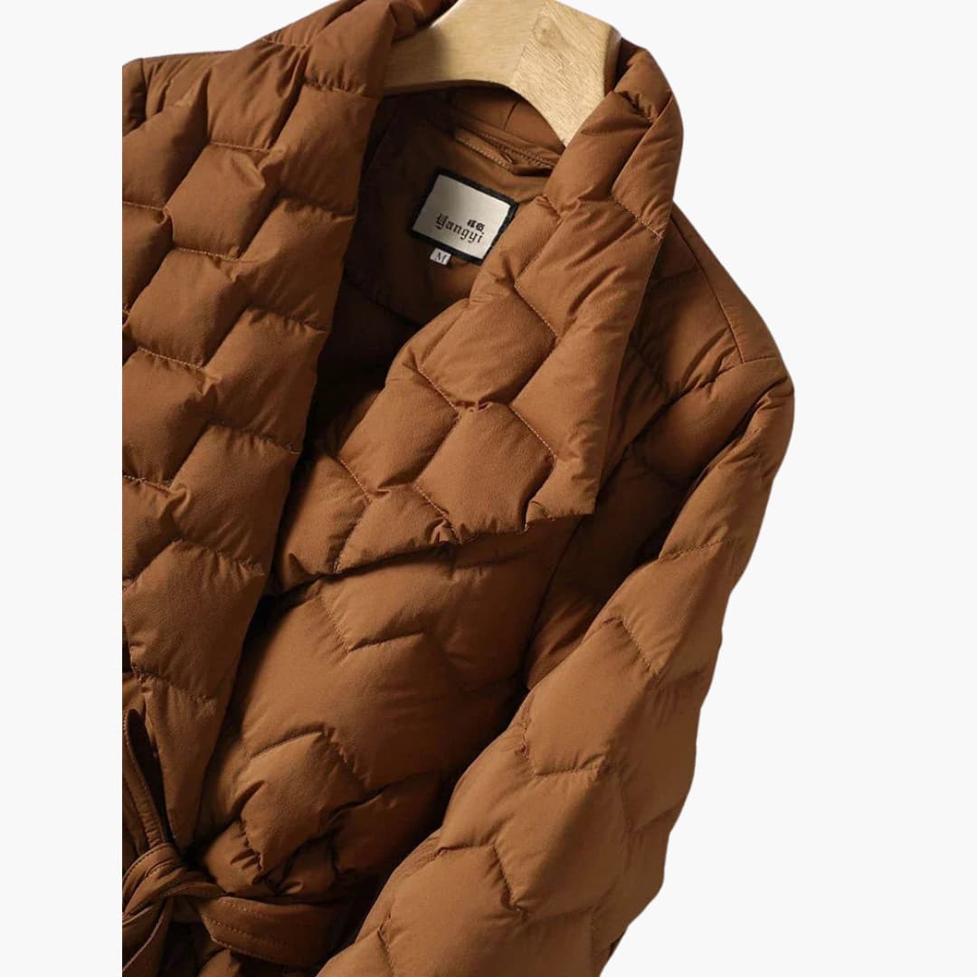 Gesteppter Daunenmantel mit Gürtel für Damen