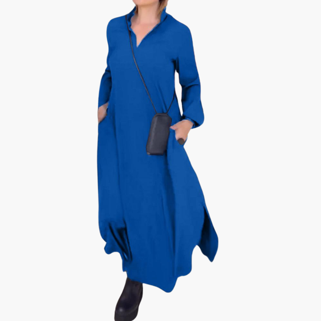 Knopfleisten Maxikleid mit Seitenschlitz für Damen
