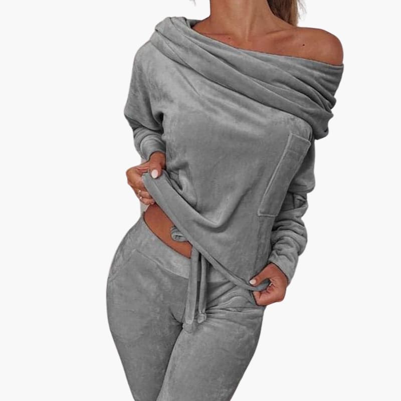 Schulterfreies Zweiteiler Lounge Set für Damen