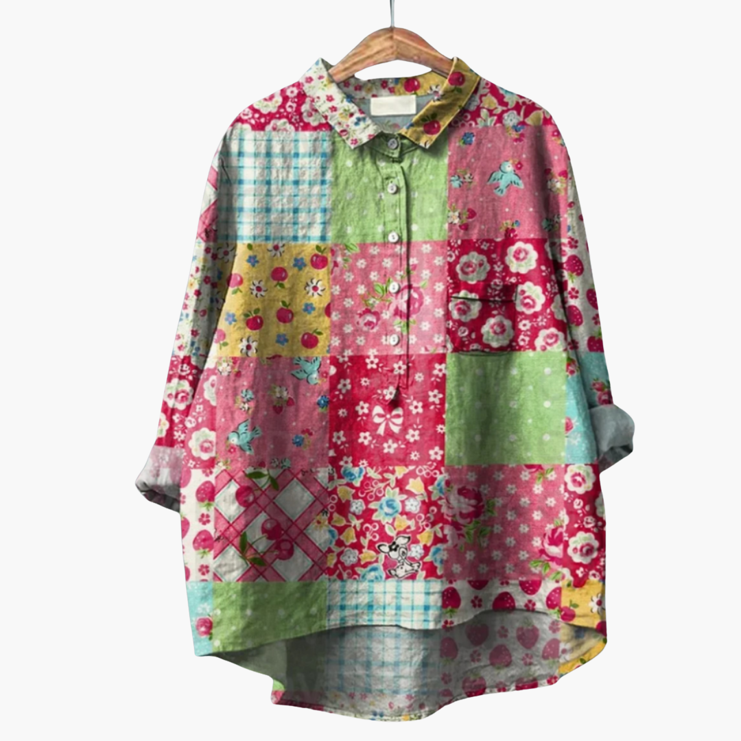Handgefertigte Blumen Bluse für Damen
