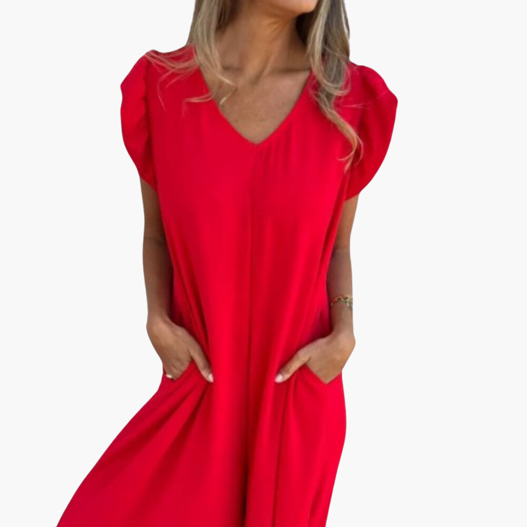 Leopardenmuster Maxikleid mit V-Ausschnitt für Damen