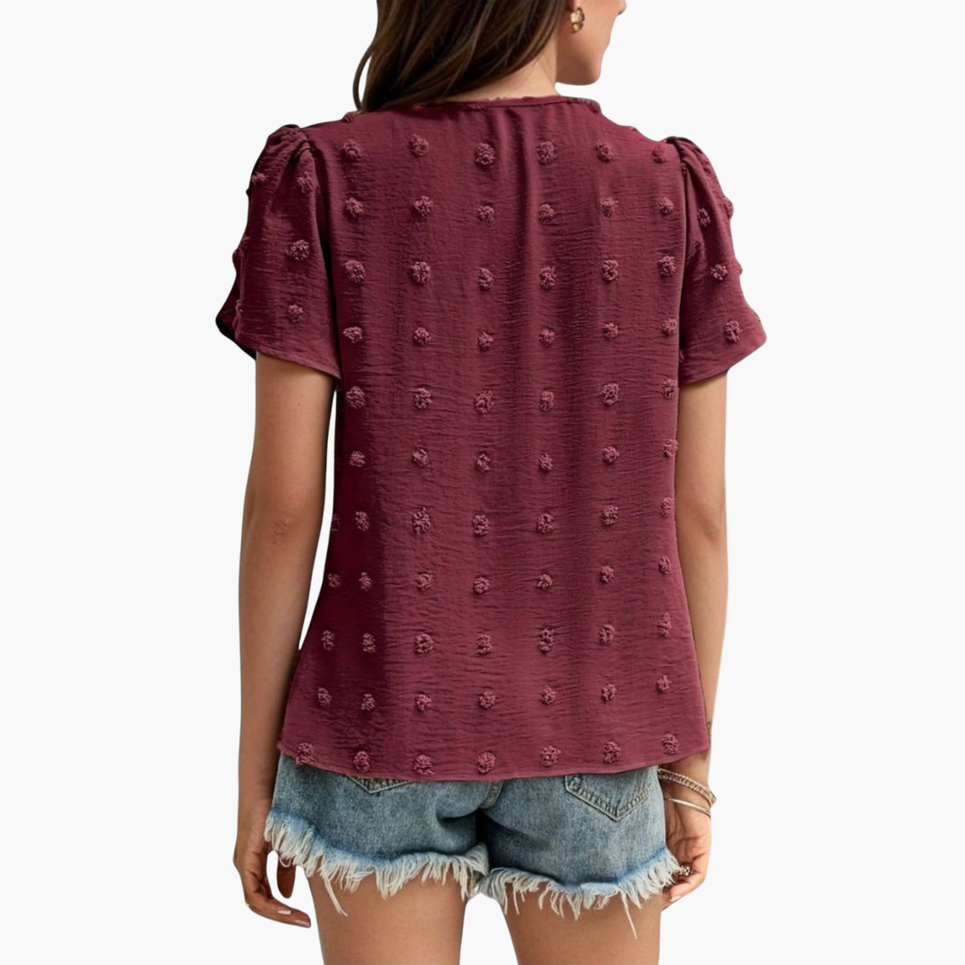 Swiss Dot Bluse mit Blumenärmeln für Damen