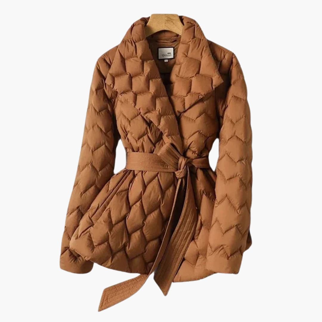 Gesteppter Daunenmantel mit Gürtel für Damen