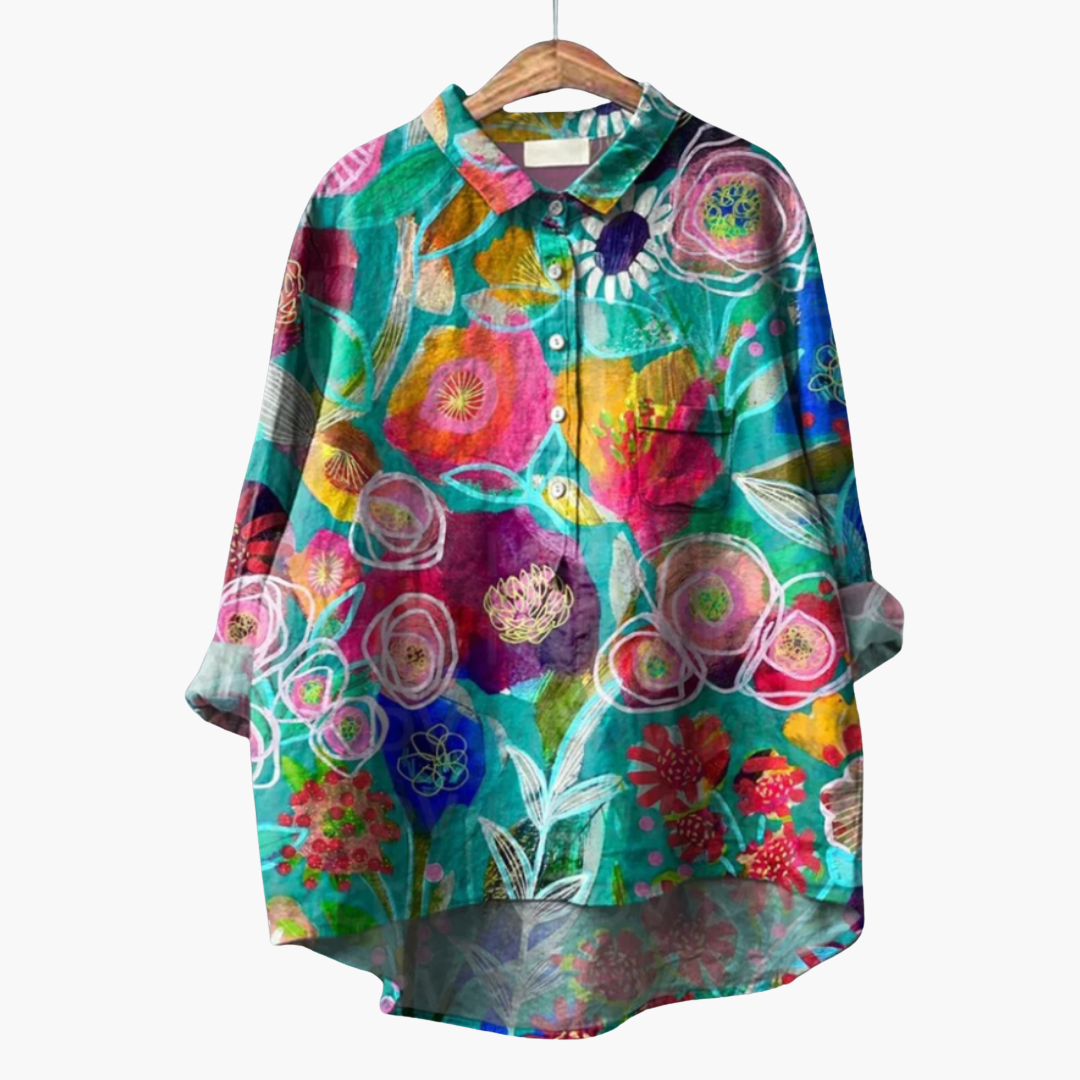 Handgefertigte Blumen Bluse für Damen