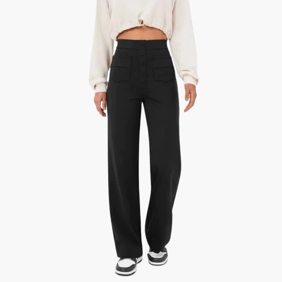 Hohe Taille Stoffhose für Damen
