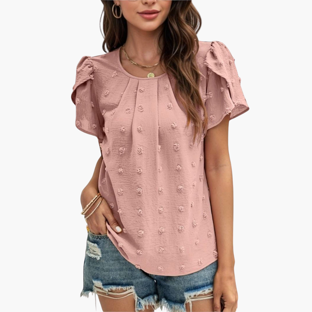 Swiss Dot Bluse mit Blumenärmeln für Damen