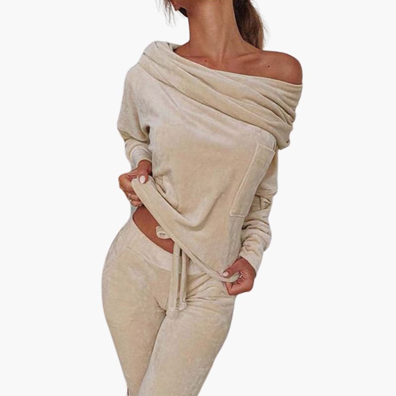 Schulterfreies Zweiteiler Lounge Set für Damen