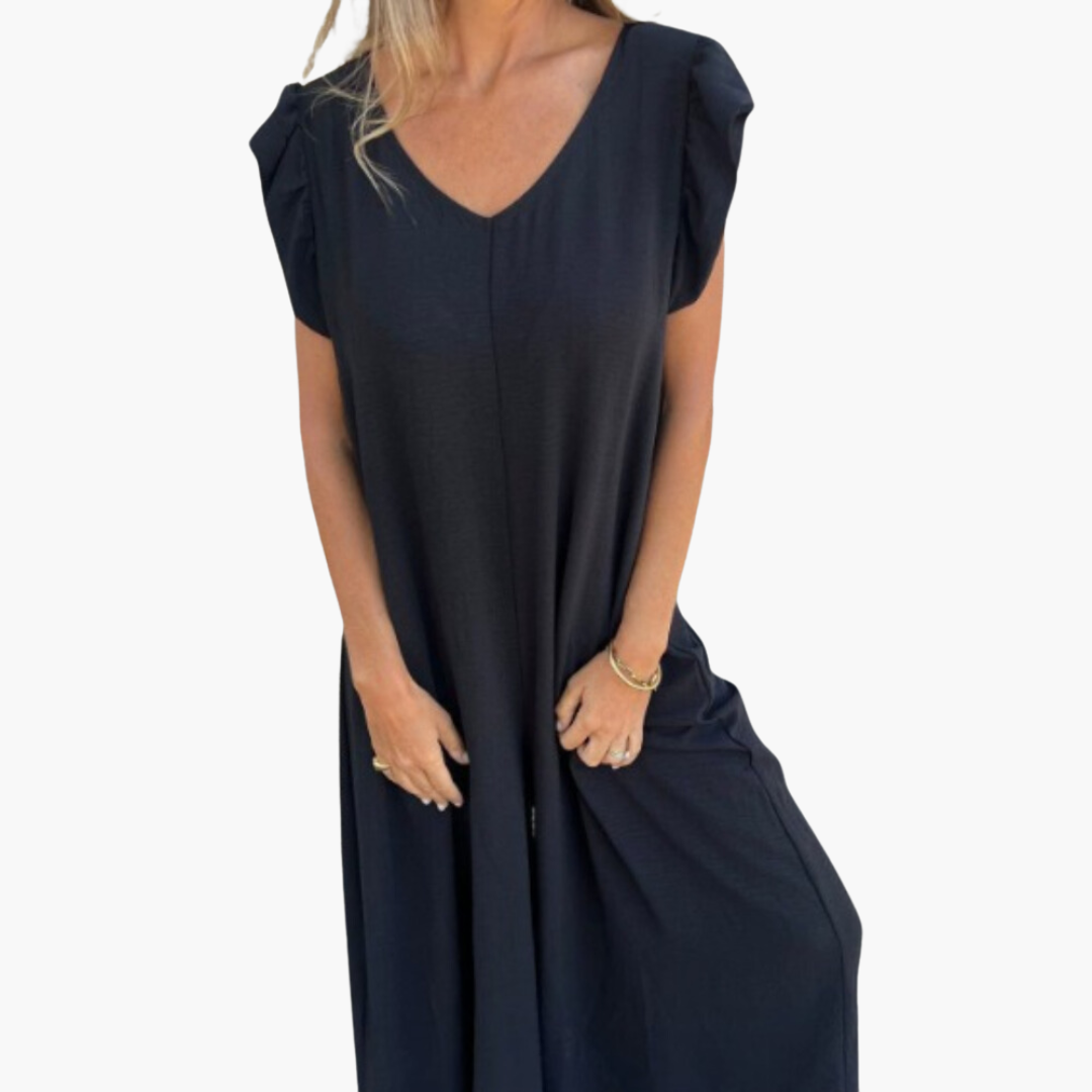 Leopardenmuster Maxikleid mit V-Ausschnitt für Damen