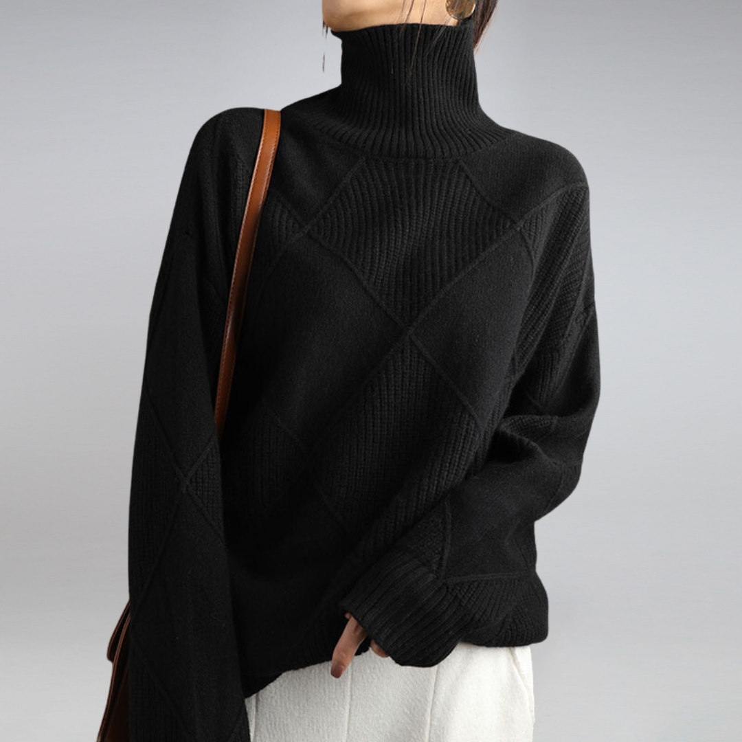 Gerippter Rollkragenpullover für Damen