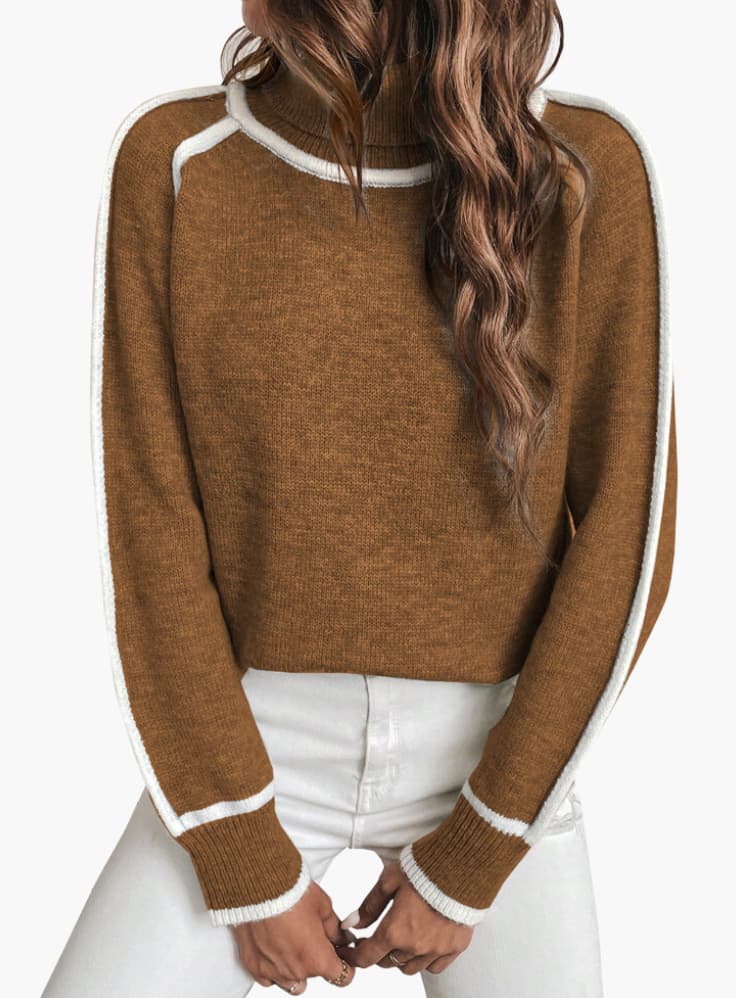 Gerippter Rollkragenpullover für Damen