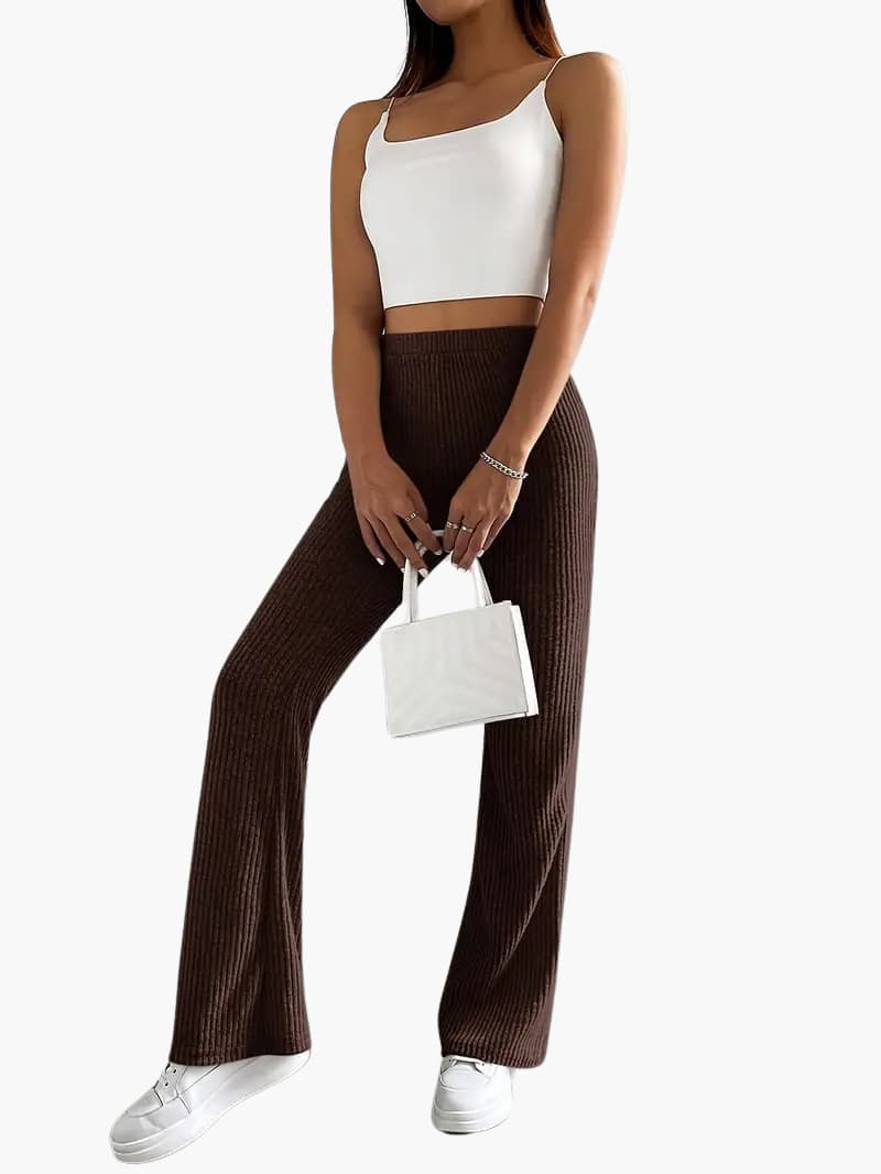 Hohe Taille Weitbein Hose für Damen