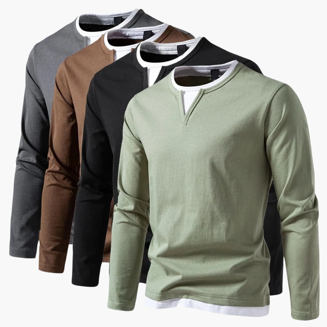 Zweilagiger Pullover mit Kragen für Herren