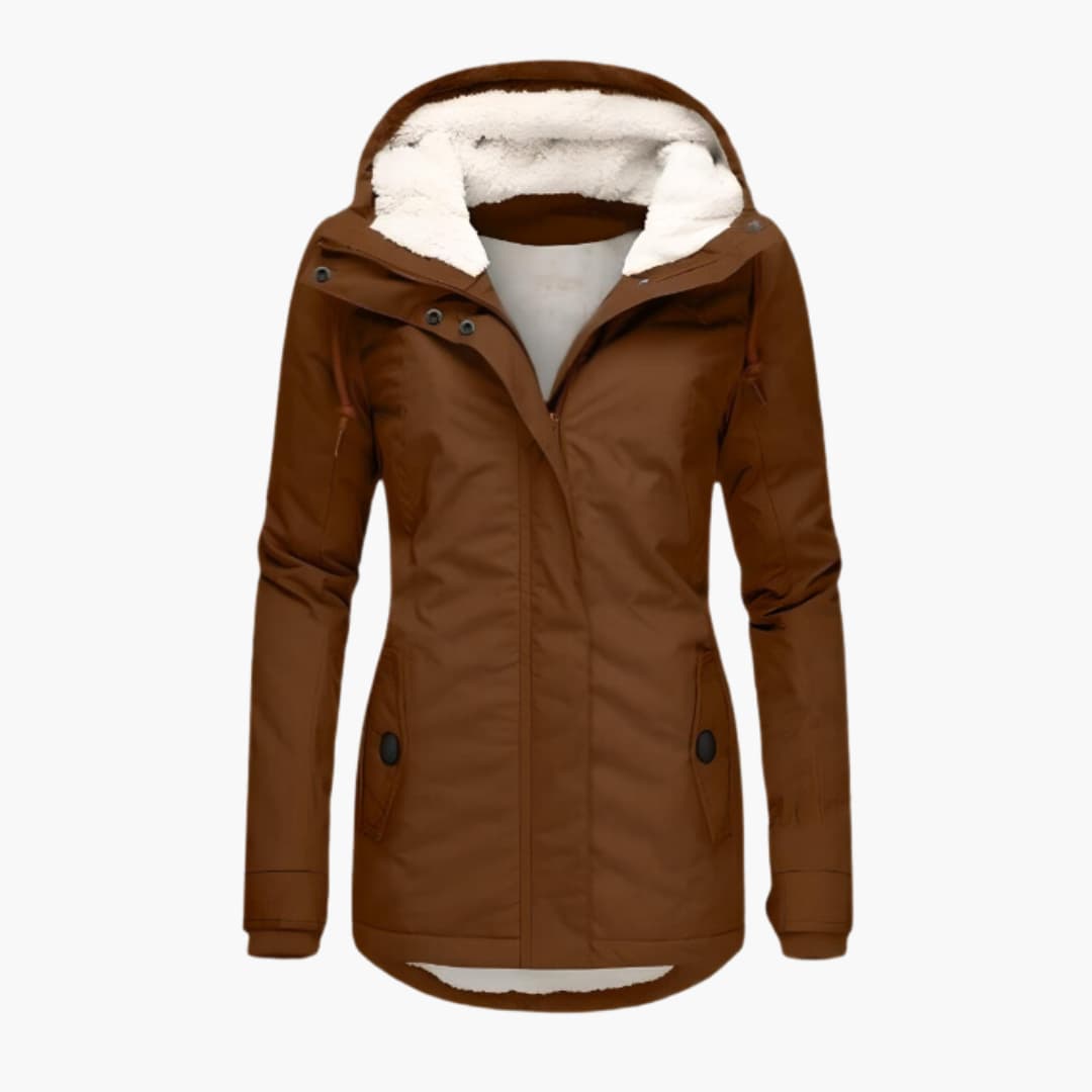 Langer Wintermantel mit Kapuze für Damen