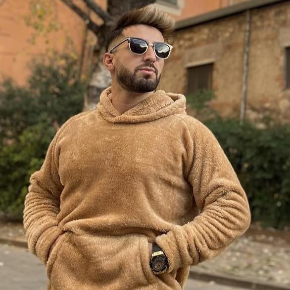 Teddyfleece Kapuzenpullover für Herren