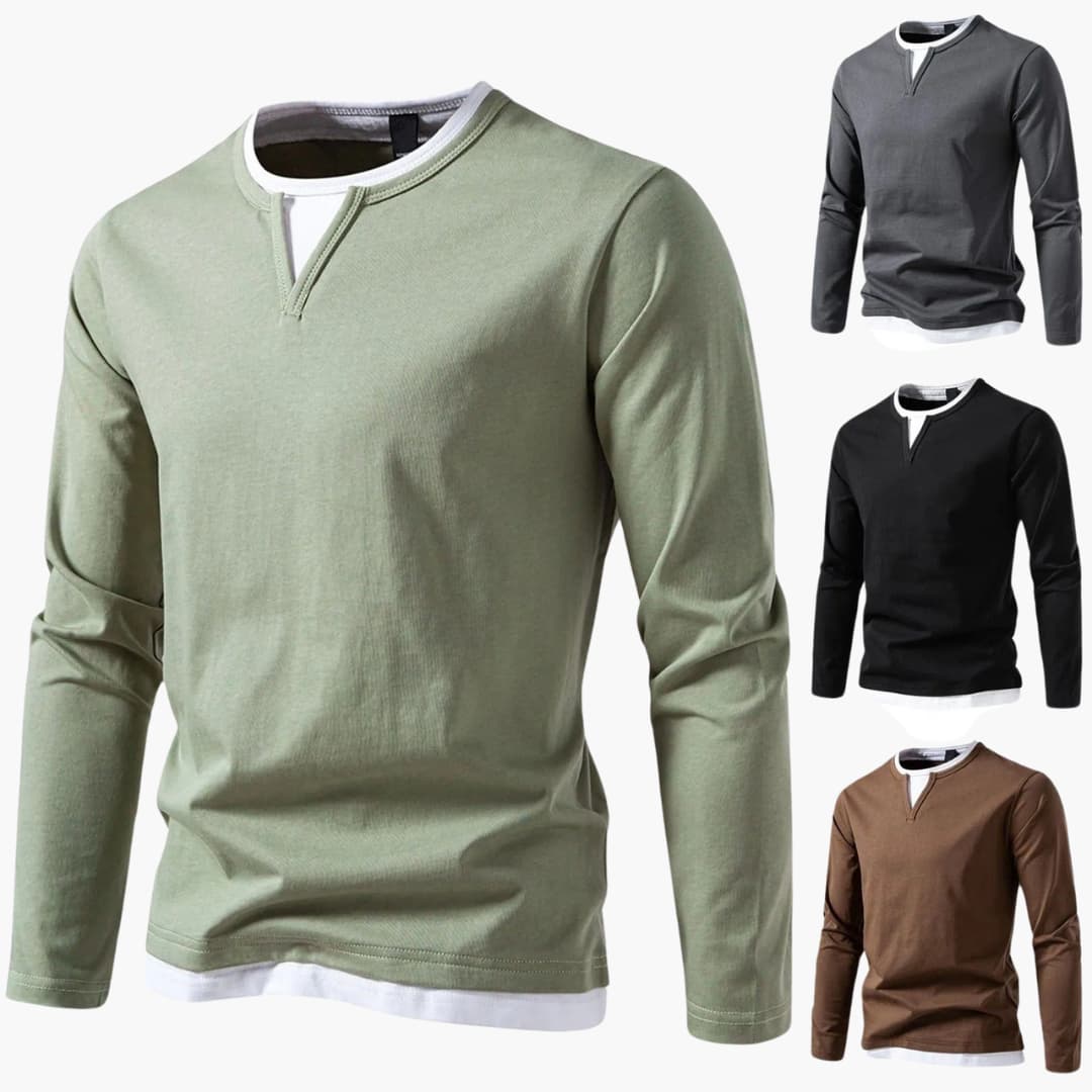 Zweilagiger Pullover mit Kragen für Herren