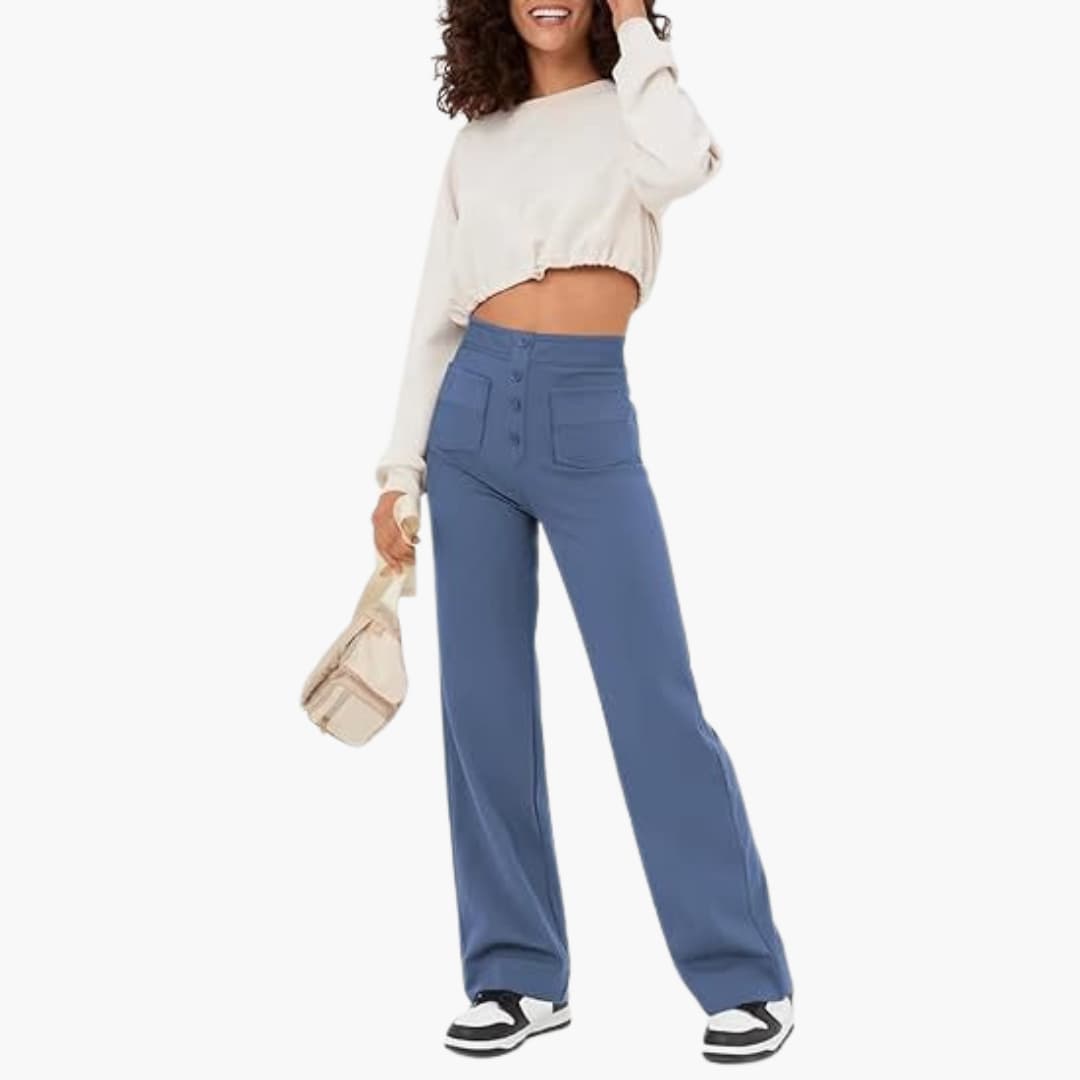Hohe Taille Stoffhose für Damen