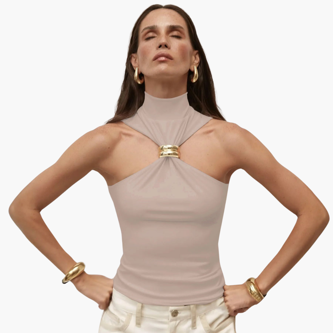 Gold-Akzent Haltertop für Damen