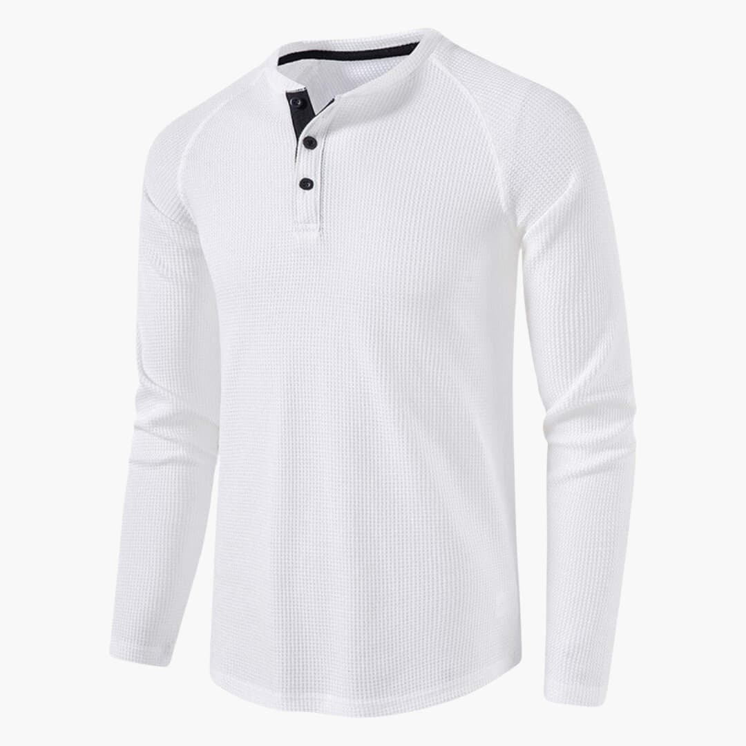 Herren-Henley-Langarm-T-Shirt