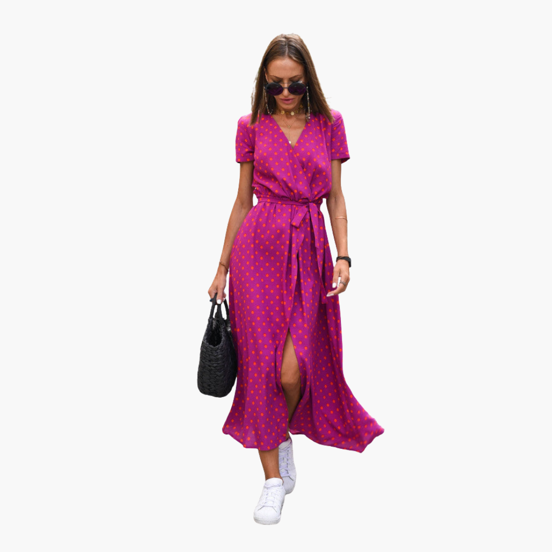 Wickeloptik Midikleid mit Gürtel für Damen