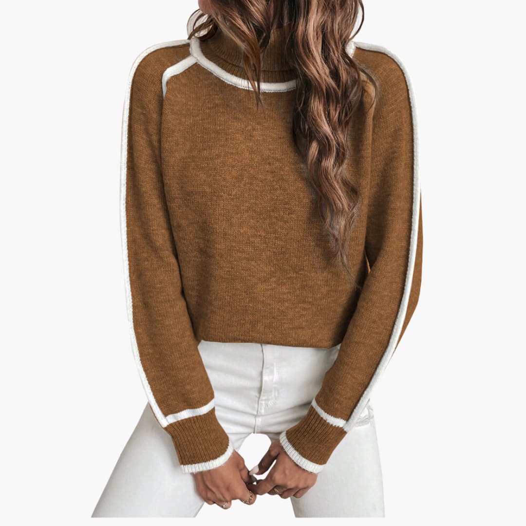 Gestreifter Rollkragenpullover für Damen