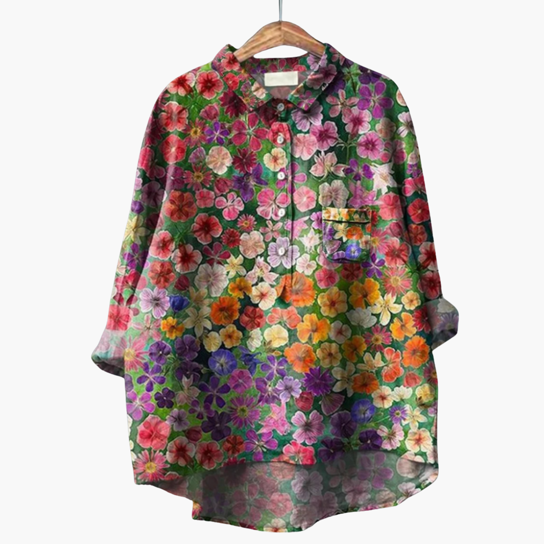 Handgefertigte Blumen Bluse für Damen