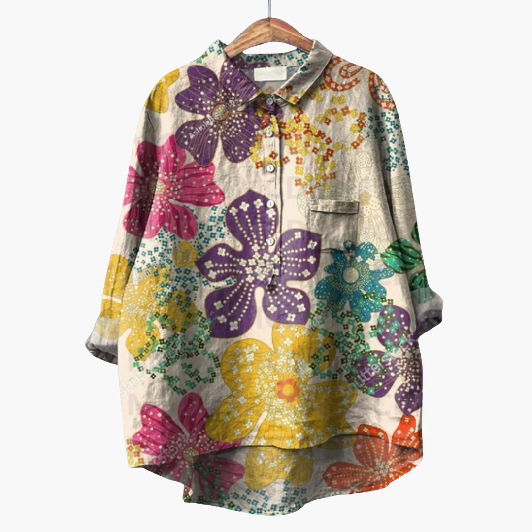 Handgefertigte Blumen Bluse für Damen