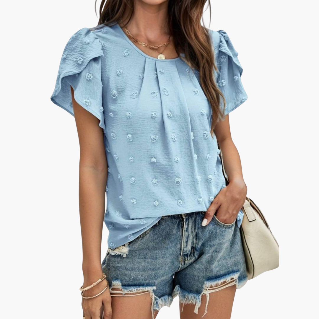 Swiss Dot Bluse mit Blumenärmeln für Damen