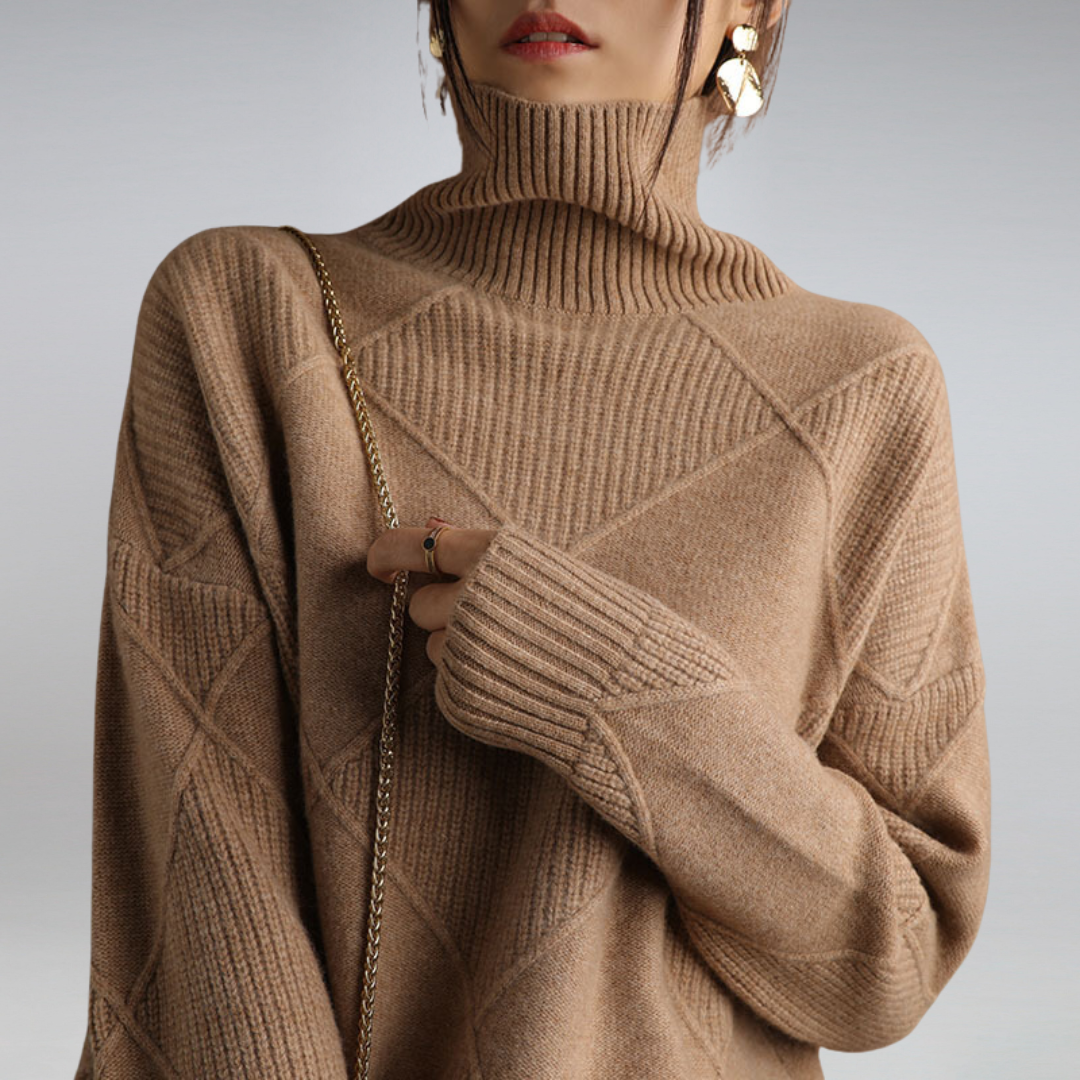 Gerippter Rollkragenpullover für Damen