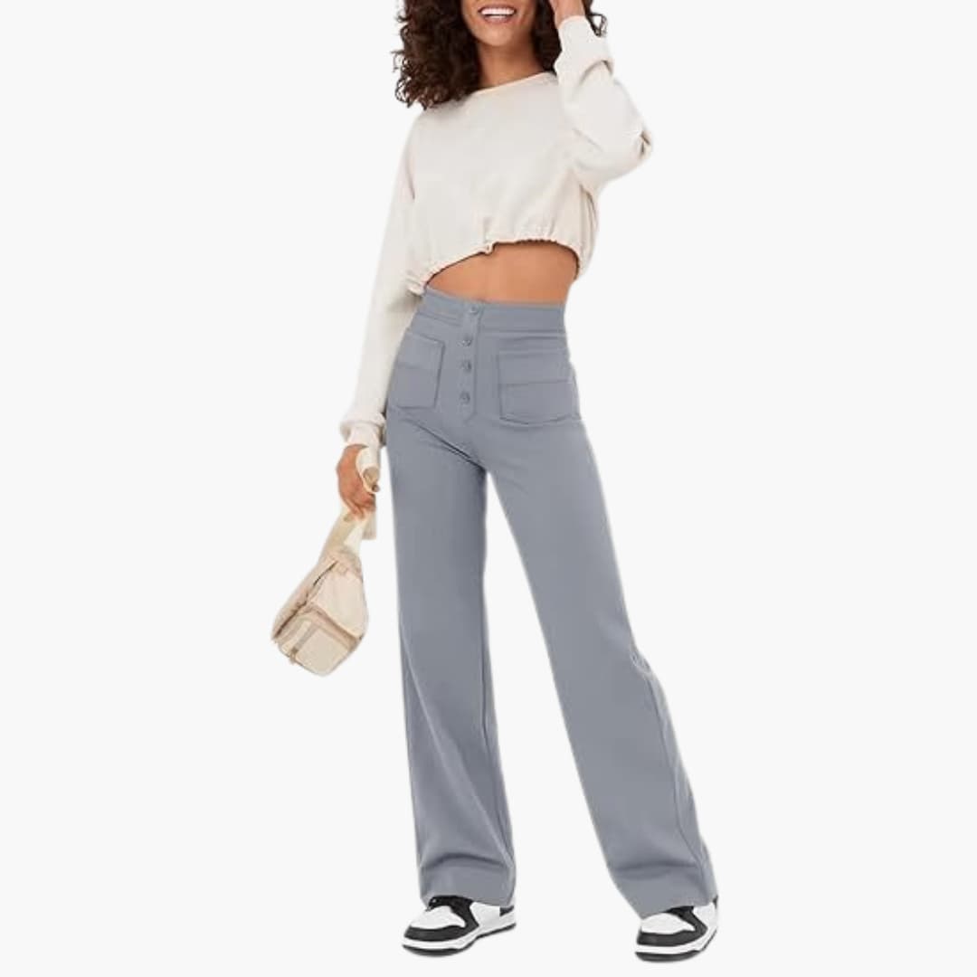 Hohe Taille Stoffhose für Damen