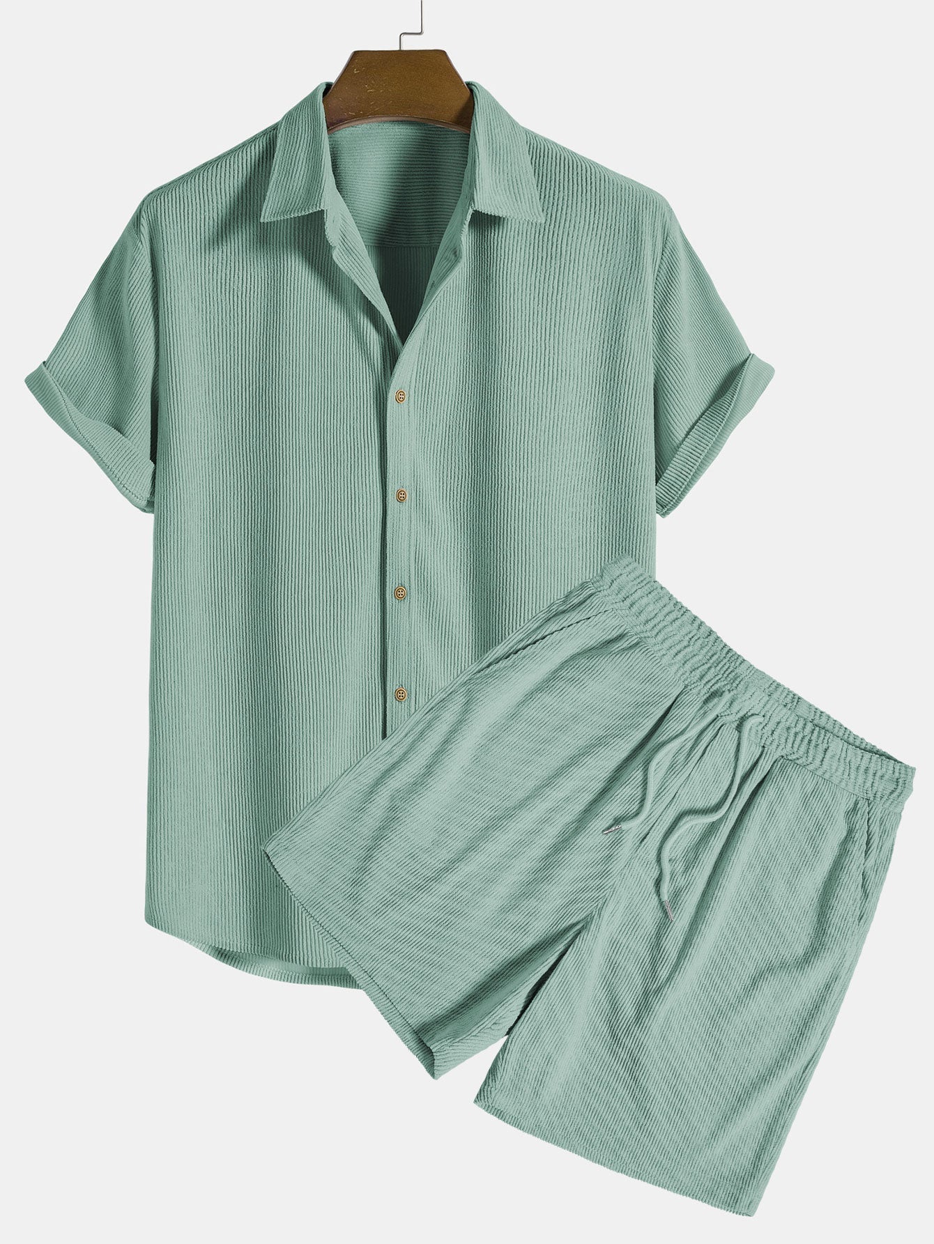 Cord-Shorts Set mit Kurzarmhemd für Herren