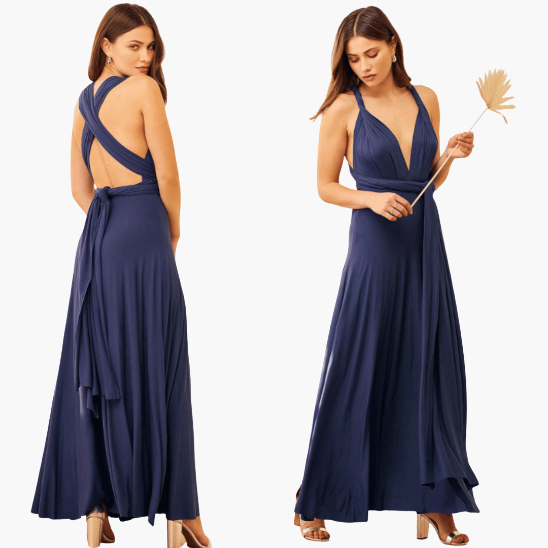 Mehrfach-Wickel Maxi Kleid für Damen