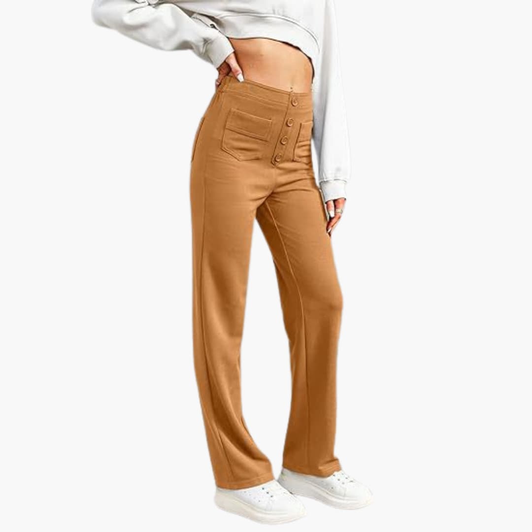 Hohe Taille Stoffhose für Damen