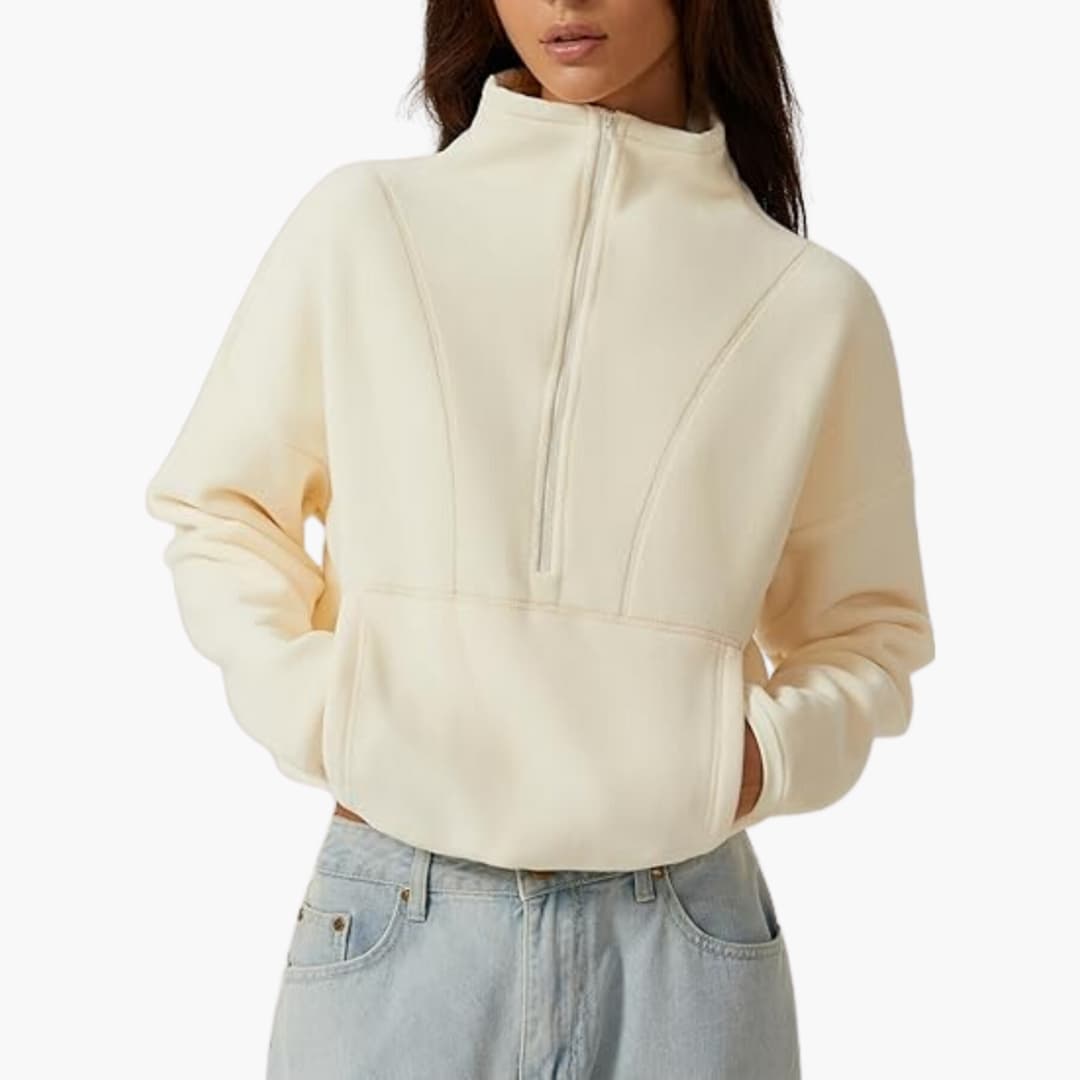 Halb-Zip Fleece-Sweatshirt für Damen