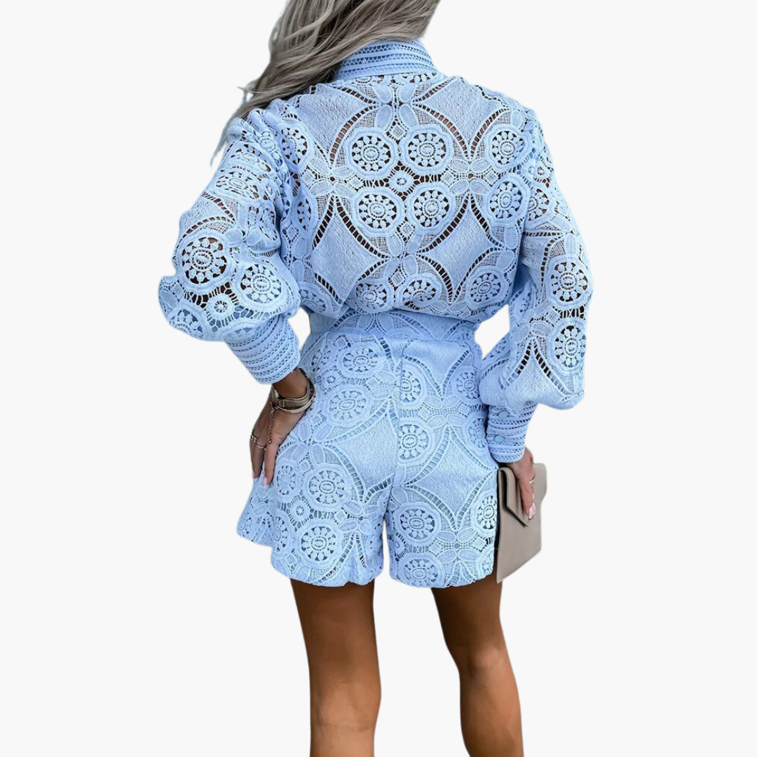 Spitzen Zweiteiler mit Shorts für Damen