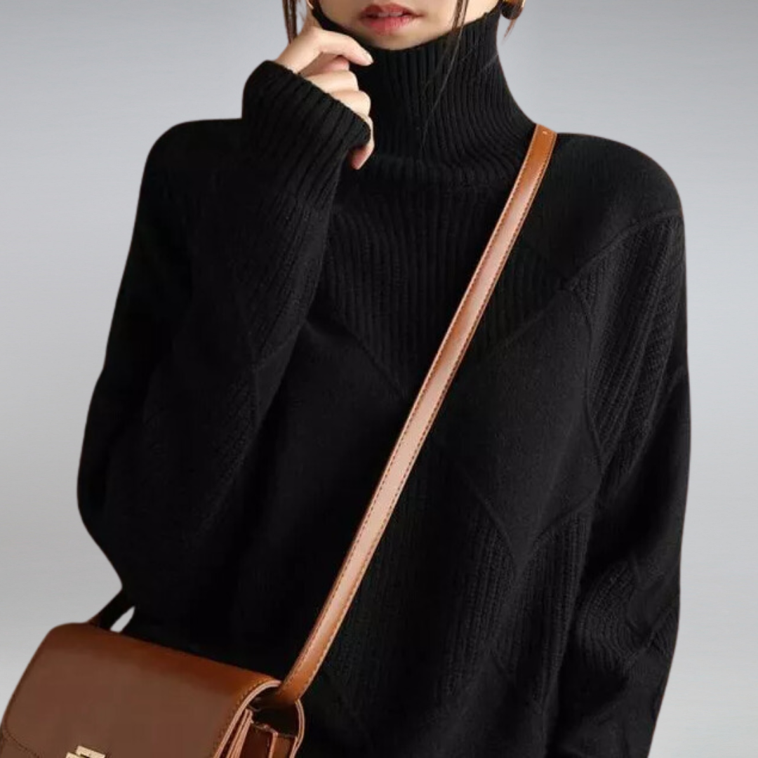 Gerippter Rollkragenpullover für Damen